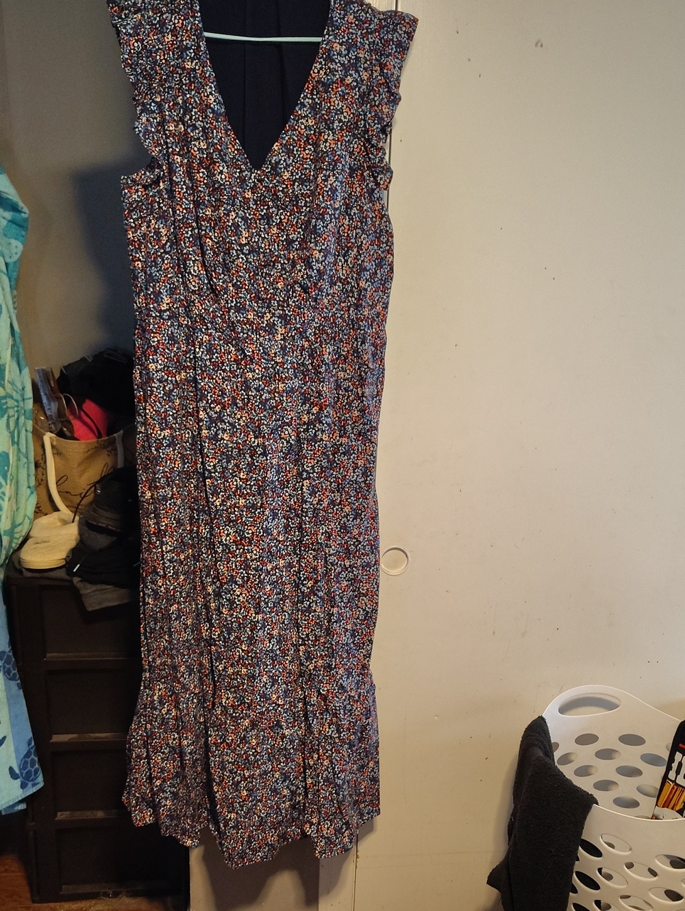 Lane Bryant Floral Sleeveless Maxi Dress in Navy, Red & White